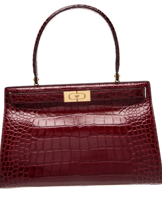 Tory Burch Handbags - Tory Burch Radziwill Small Leather Croc-Embossed Top Handle Bag in Deep Burgundy
